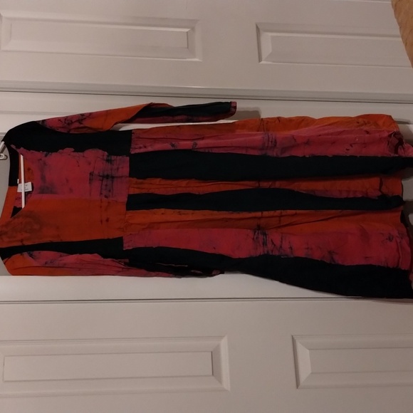 Osei Duro Marian Dress In Carmine Hand Dyed Batiked In Ghana Perfect Condition M - Picture 6 of 9
